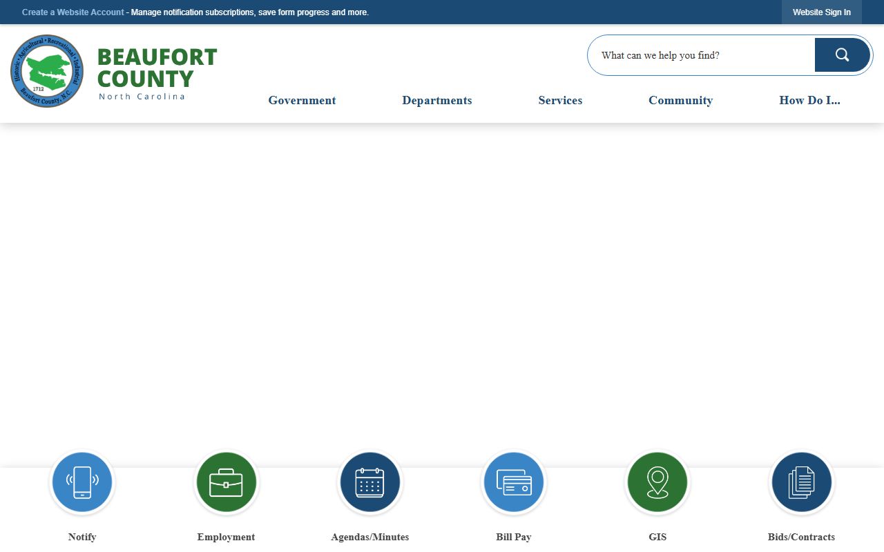 Beaufort County government website with jail roster and sheriff's office information