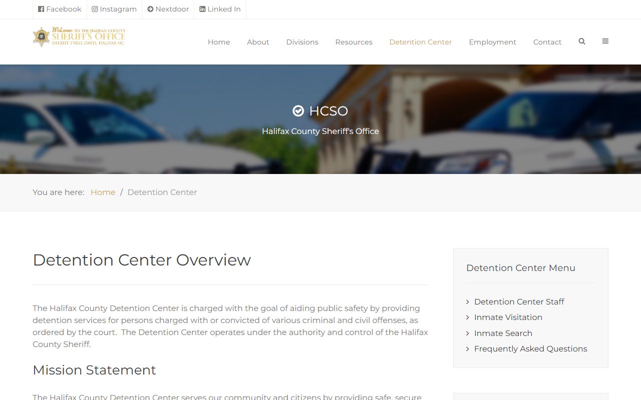 Halifax County jail roster resource from the Sheriff's Office