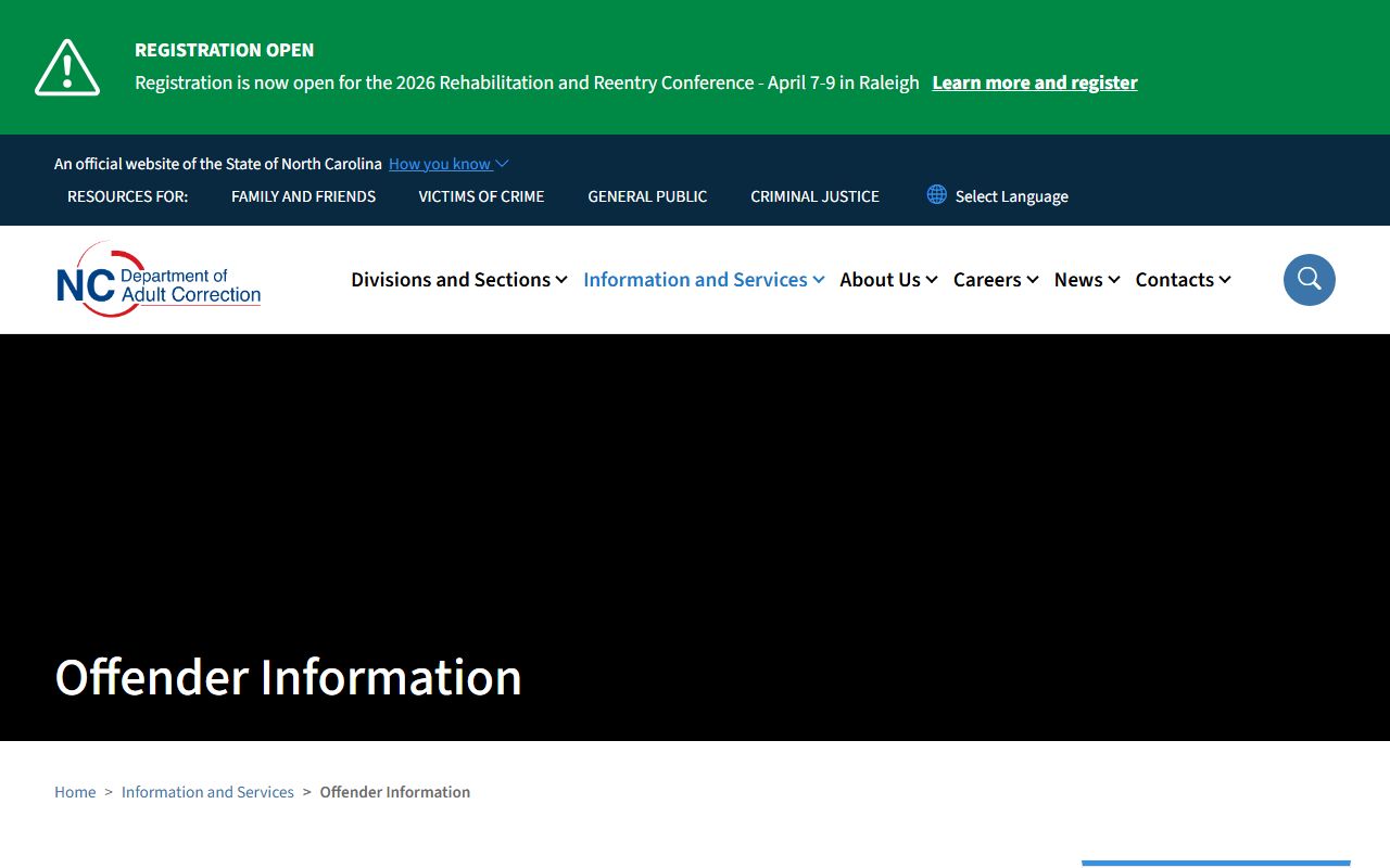 North Carolina jail roster offender search portal